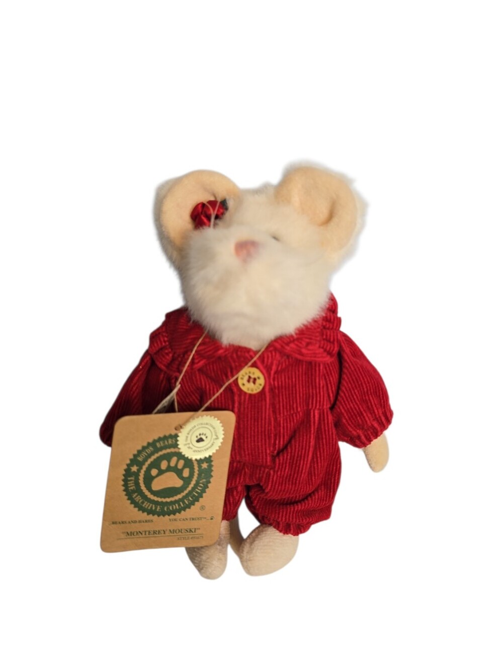 Vintage 90's Boyd’s Bears “Monterey Mouski Mouse Plush 7"